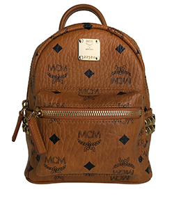 MCM Stark Backpack with side studs (mini), Canvas, Cognac, 2258U, DB, S